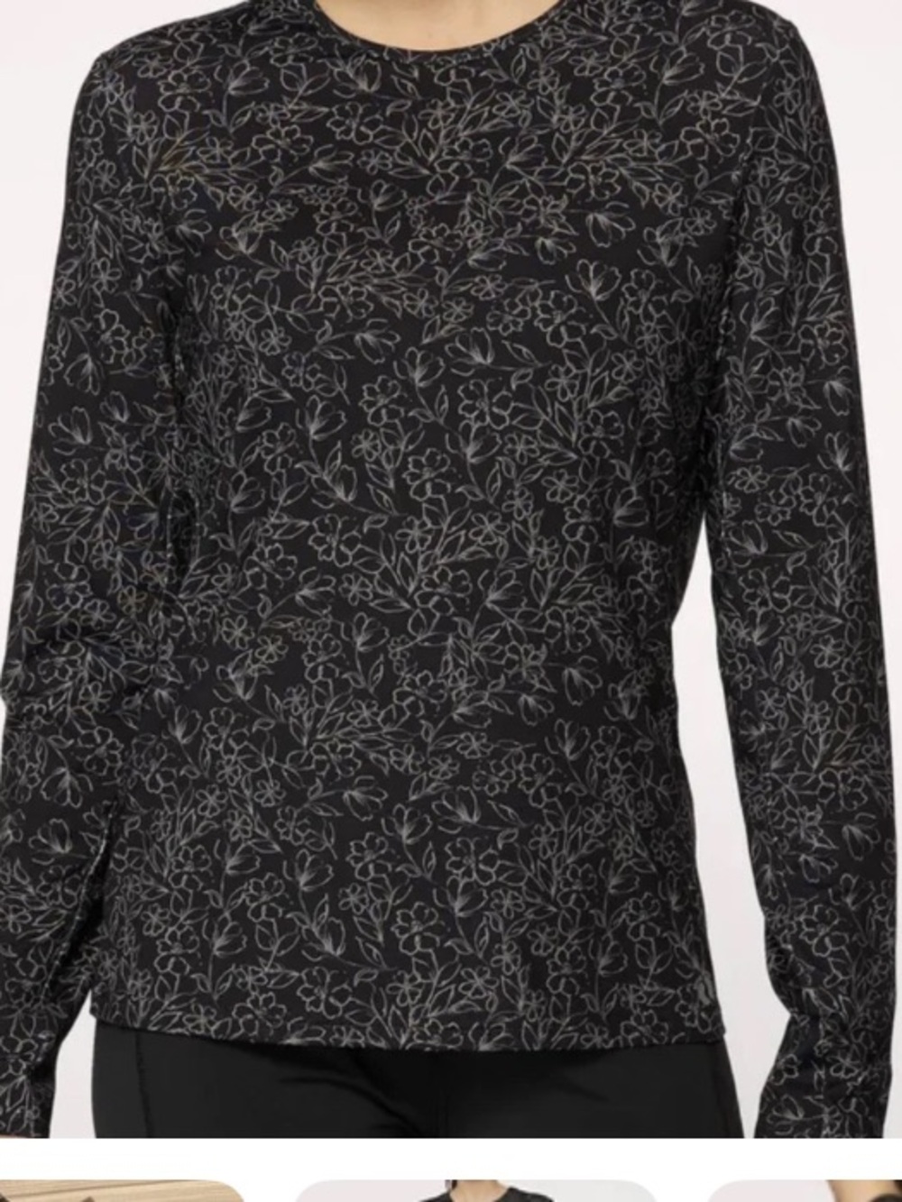 Hang Ten Black Floral-Print Long Sleeve One-Piece Swim spf50 UV protection